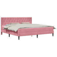 Produktbild för Sängram med madrass med huvudgavel Rosa 180 x 200 cm Sammet