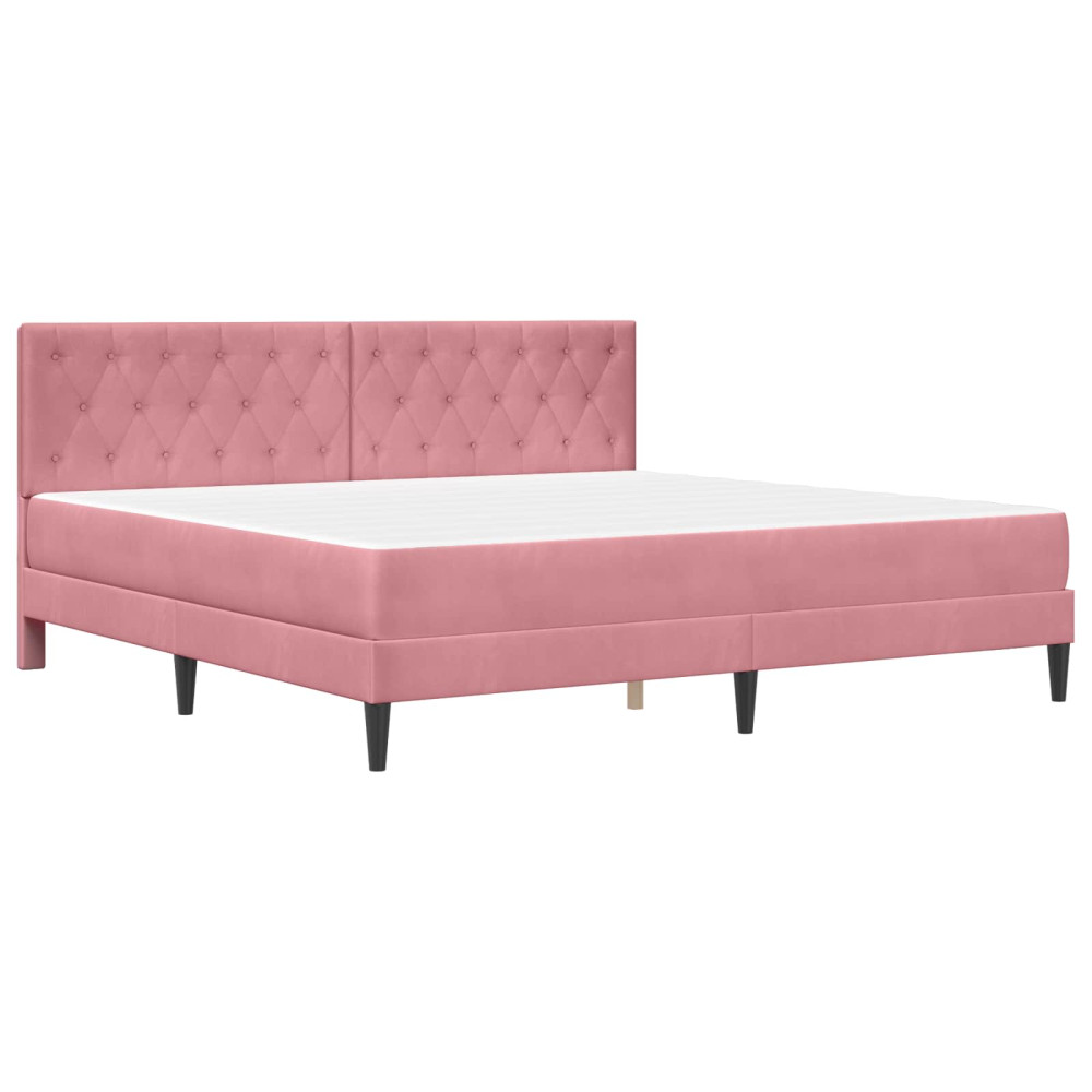 Produktbild för Sängram med madrass med huvudgavel Rosa 180 x 200 cm Sammet