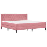 Produktbild för Sängram med madrass med huvudgavel Rosa 180 x 200 cm Sammet