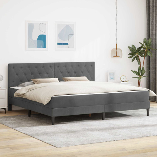 vidaXL Sängram med madrass med huvudgavel Mörkgrå 200 x 200 cm Sammet