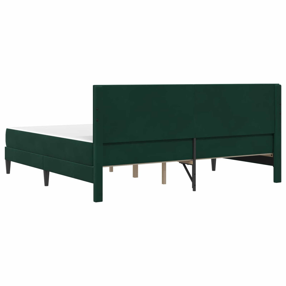 Produktbild för Sängram med madrass med huvudgavel Mörkgrön 200 x 200 cm Sammet