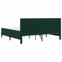 Produktbild för Sängram med madrass med huvudgavel Mörkgrön 200 x 200 cm Sammet
