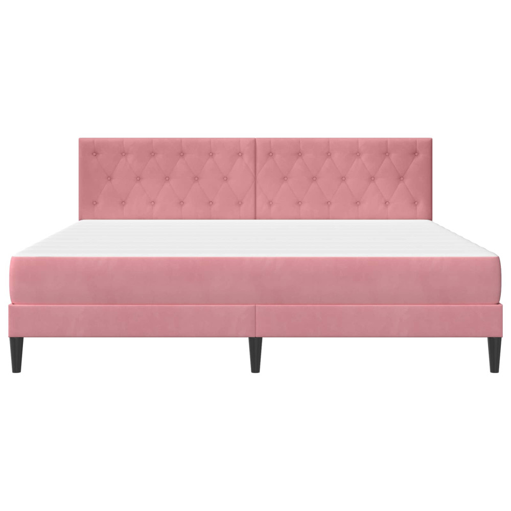 Produktbild för Sängram med madrass med huvudgavel Rosa 200 x 200 cm Sammet