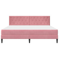 Produktbild för Sängram med madrass med huvudgavel Rosa 200 x 200 cm Sammet
