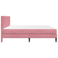Produktbild för Sängram med madrass med huvudgavel Rosa 200 x 200 cm Sammet