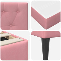 Produktbild för Sängram med madrass med huvudgavel Rosa 200 x 200 cm Sammet
