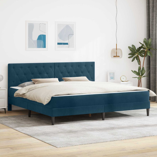 vidaXL Sängram med madrass med huvudgavel Blå 200 x 200 cm Sammet