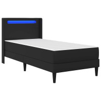 Produktbild för Sängram med madrass med huvudgavel Svart 90 x 190 cm Konstläder