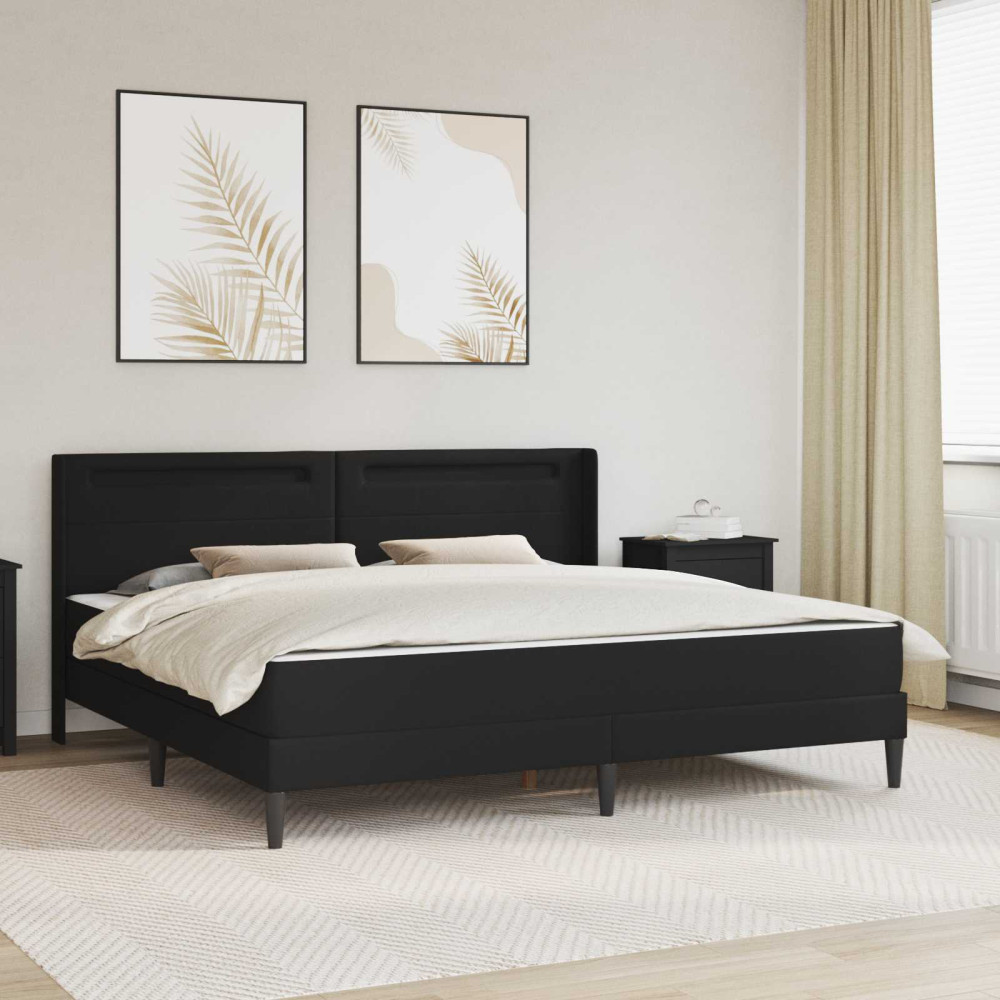 Produktbild för Sängram med madrass Svart 180 x 200 cm Konstläder