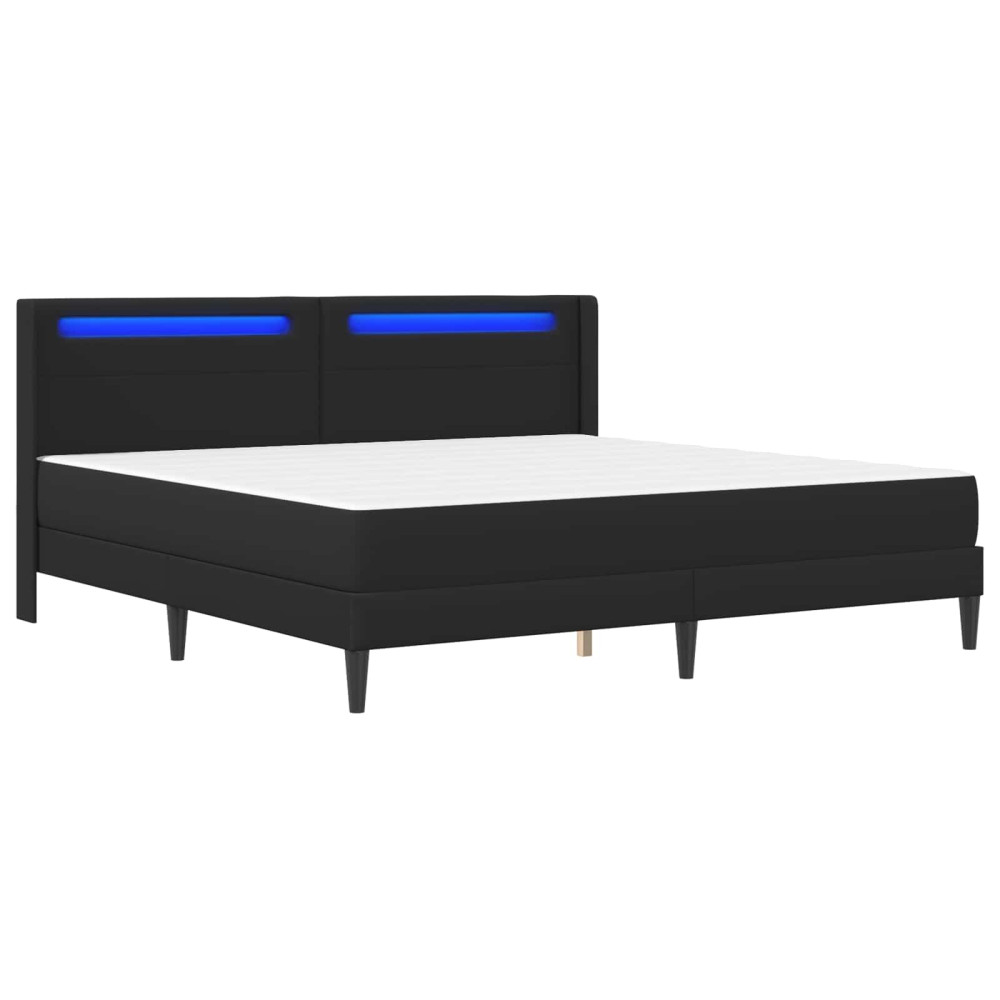 Produktbild för Sängram med madrass Svart 180 x 200 cm Konstläder