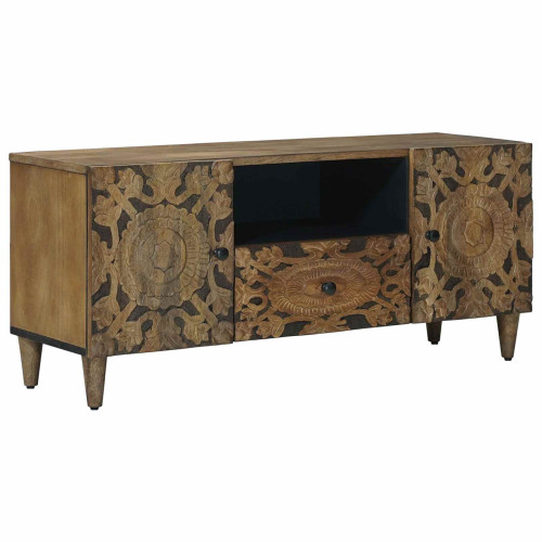 vidaXL TV-skåp med låda Brun 105 x 33,5 x 46 cm Massivt mangoträ
