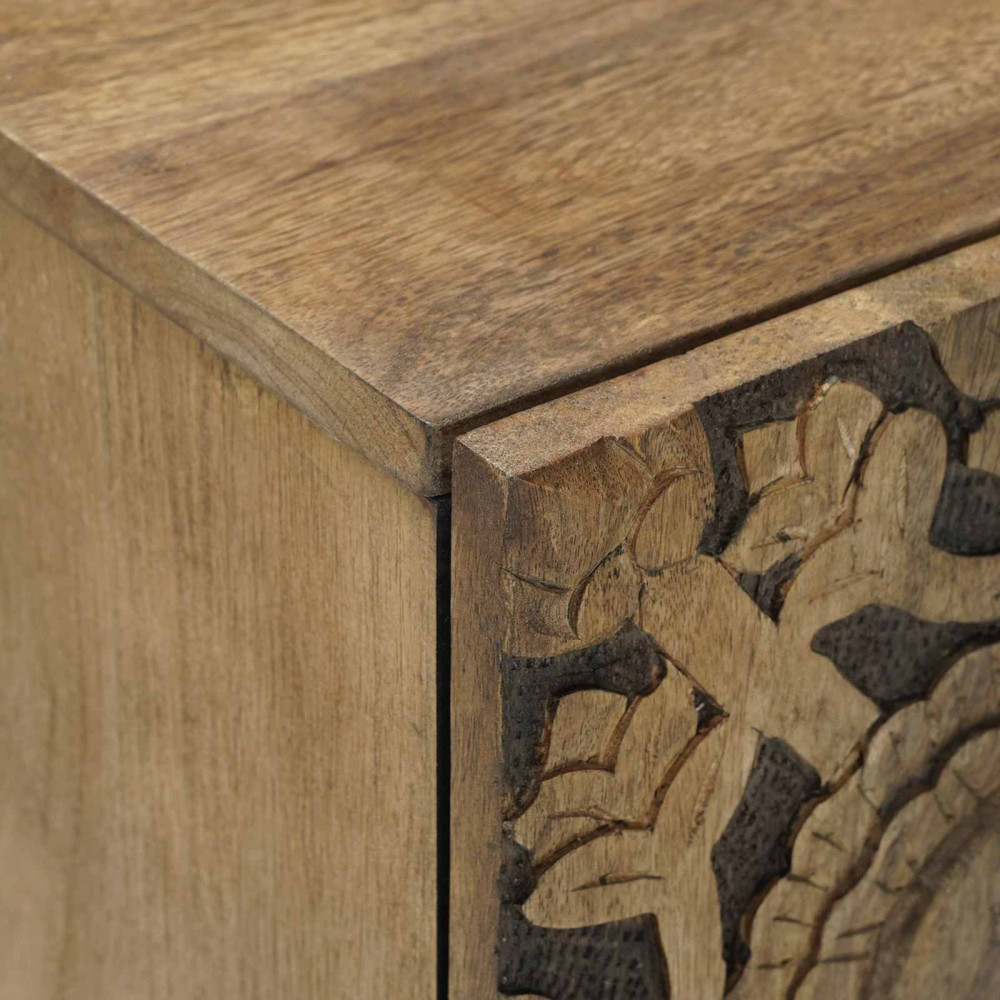 Produktbild för TV-skåp med låda Brun 105 x 33,5 x 46 cm Massivt mangoträ