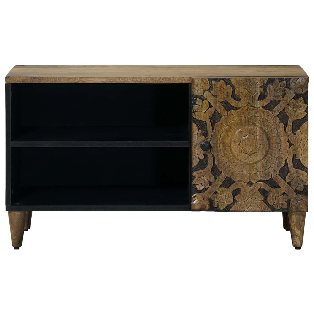 Produktbild för TV-skåp med hylla Brun 80 x 31,5 x 46 cm Massivt mangoträ