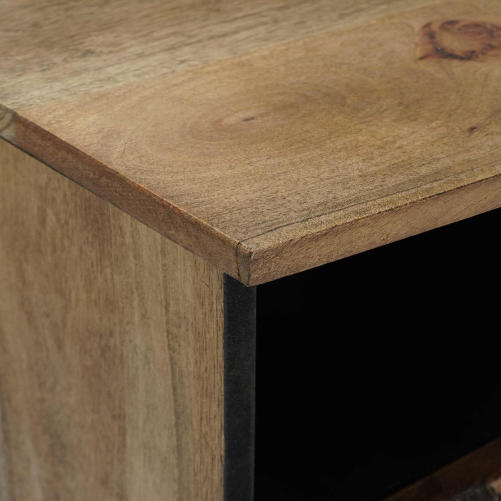 Produktbild för TV-skåp med låda Brun 100 x 33,5 x 46 cm Massivt mangoträ