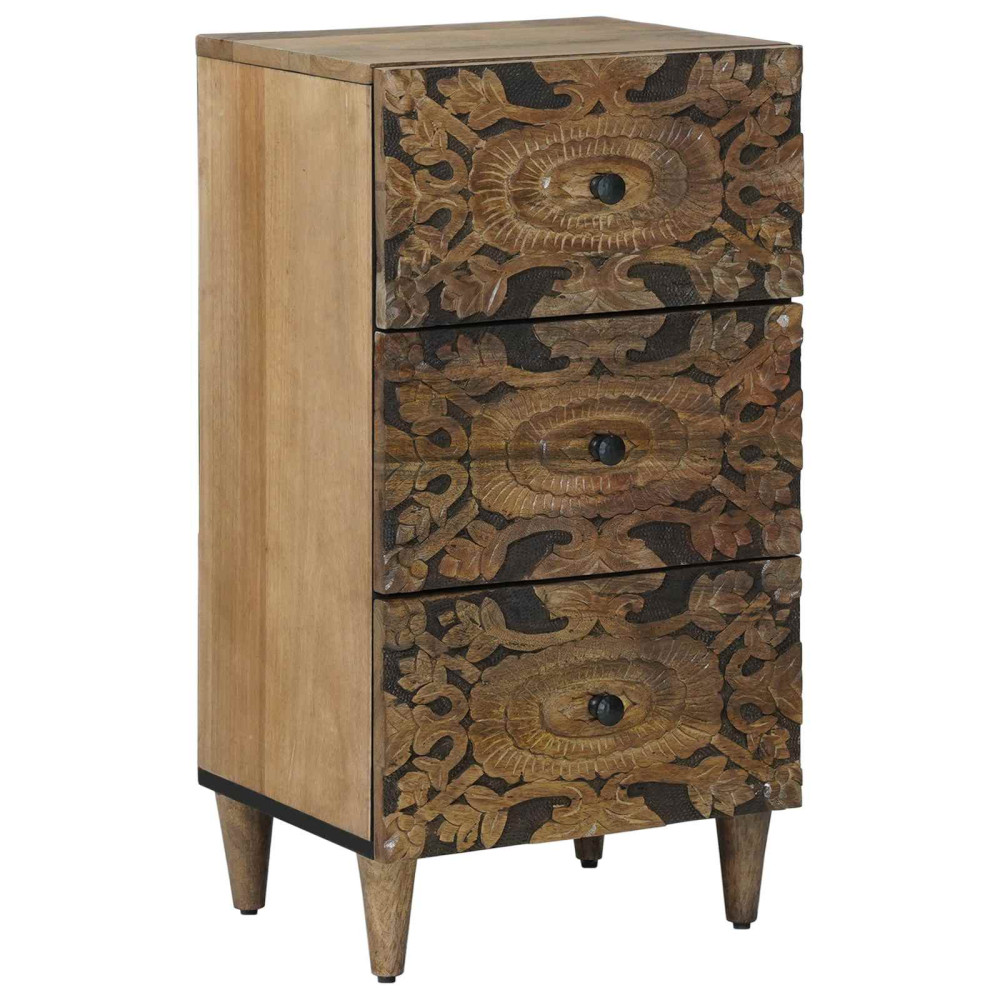 Produktbild för Sideboard med låda Brun 40 x 33,5 x 75 cm Massivt mangoträ