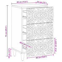 Produktbild för Sideboard med låda Brun 40 x 33,5 x 75 cm Massivt mangoträ