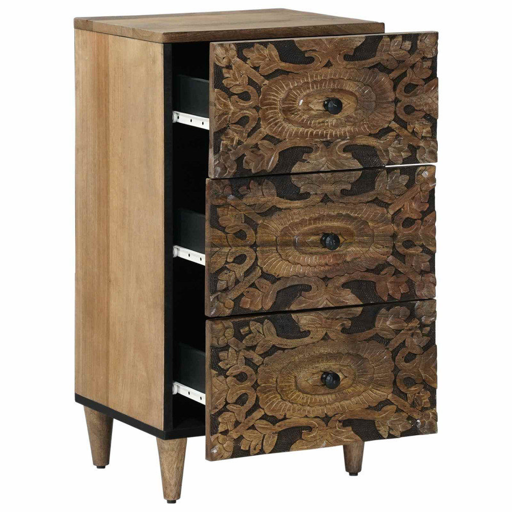 Produktbild för Sideboard med låda Brun 40 x 33,5 x 75 cm Massivt mangoträ