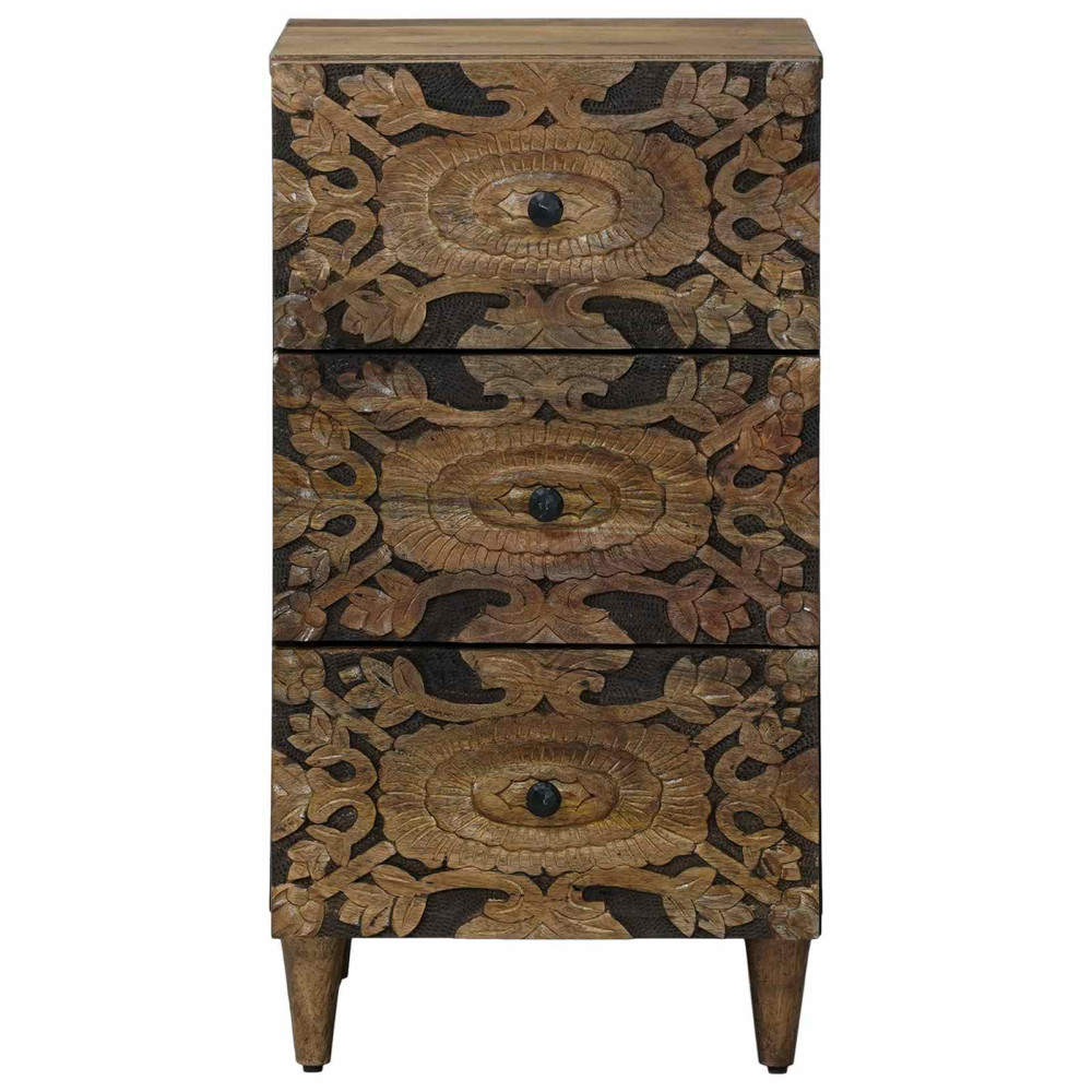 Produktbild för Sideboard med låda Brun 40 x 33,5 x 75 cm Massivt mangoträ
