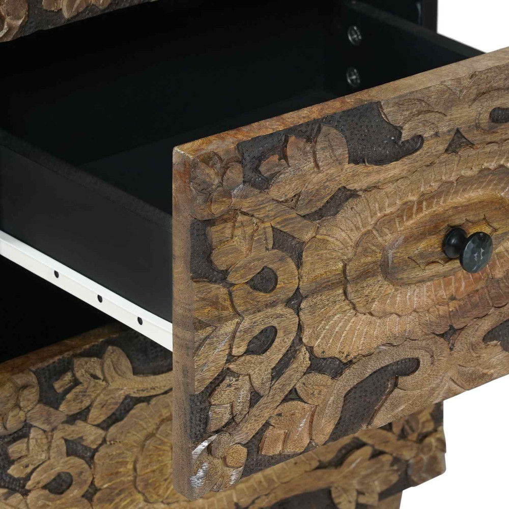 Produktbild för Sideboard med låda Brun 40 x 33,5 x 75 cm Massivt mangoträ