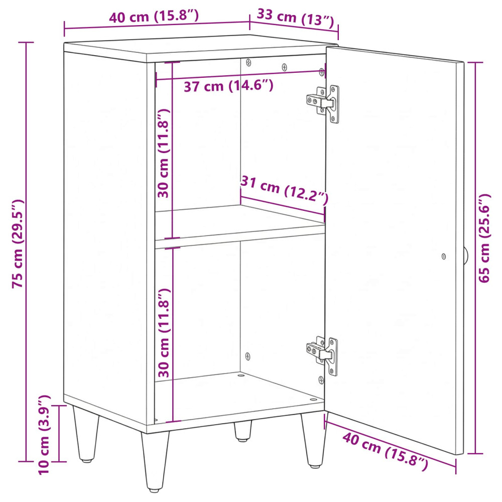Produktbild för Sideboard med lagring Brun 40 x 33,5 x 75 cm Massivt mangoträ