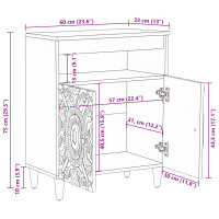Produktbild för Sideboard med lagring Brun 60 x 33,5 x 75 cm Massivt mangoträ