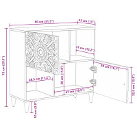 Produktbild för Sideboard med lagring Brun 80 x 33,5 x 75 cm Massivt mangoträ