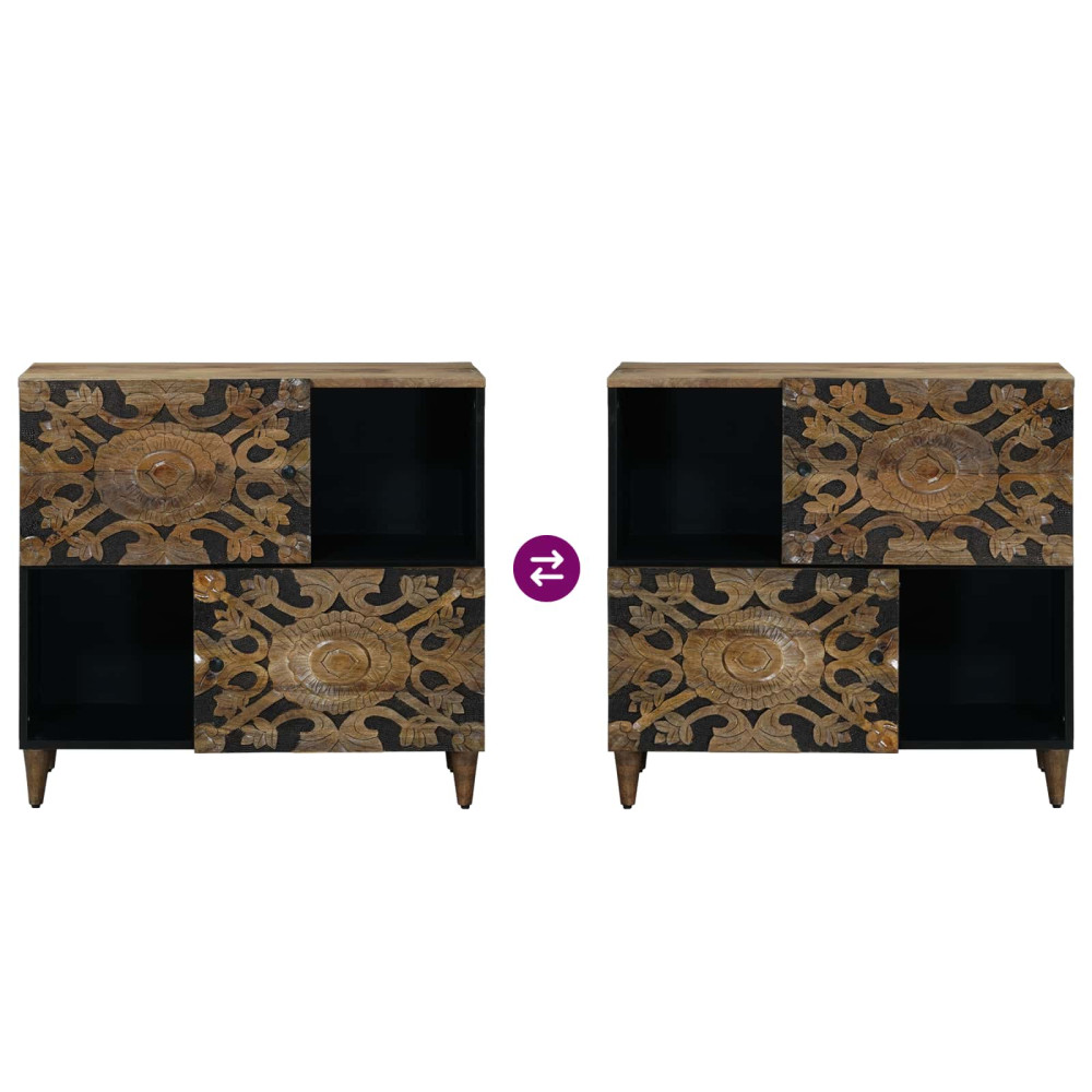 Produktbild för Sideboard med lagring Brun 80 x 33,5 x 75 cm Massivt mangoträ