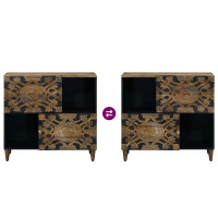 Produktbild för Sideboard med lagring Brun 80 x 33,5 x 75 cm Massivt mangoträ