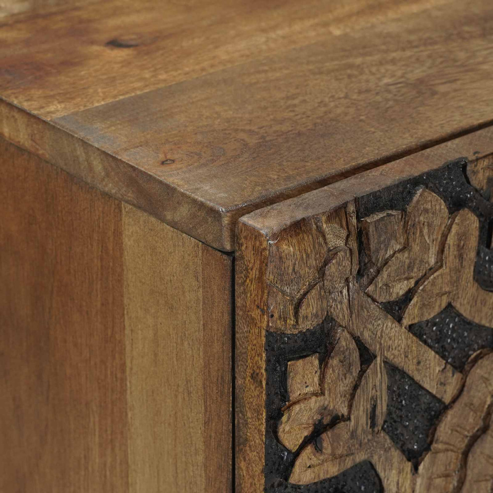 Produktbild för Sideboard med hylla Brun 90 x 33,5 x 75 cm Massivt mangoträ