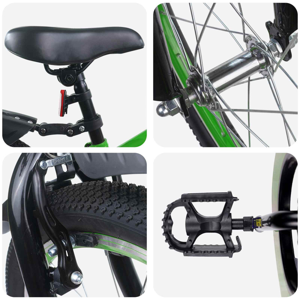 Produktbild för Barncykel 20 Tum för 6-11 år gamla Grön Svart