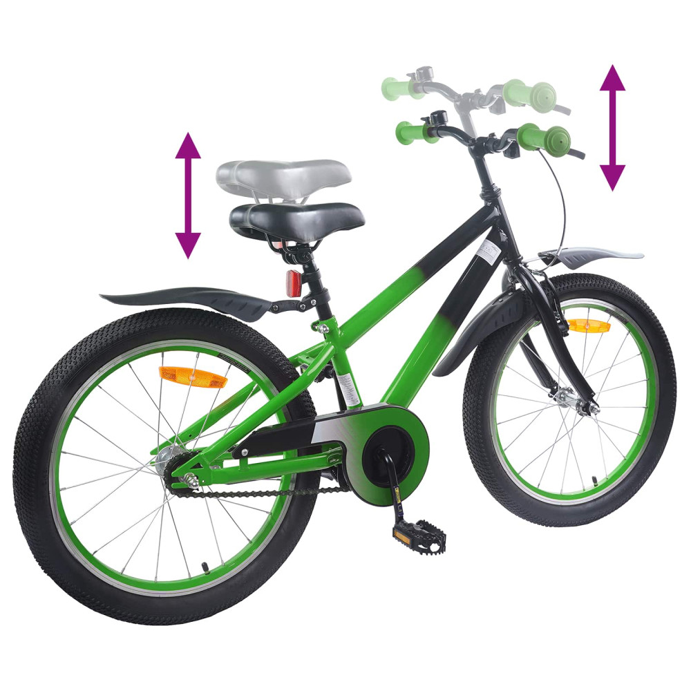 Produktbild för Barncykel 20 Tum för 6-11 år gamla Grön Svart