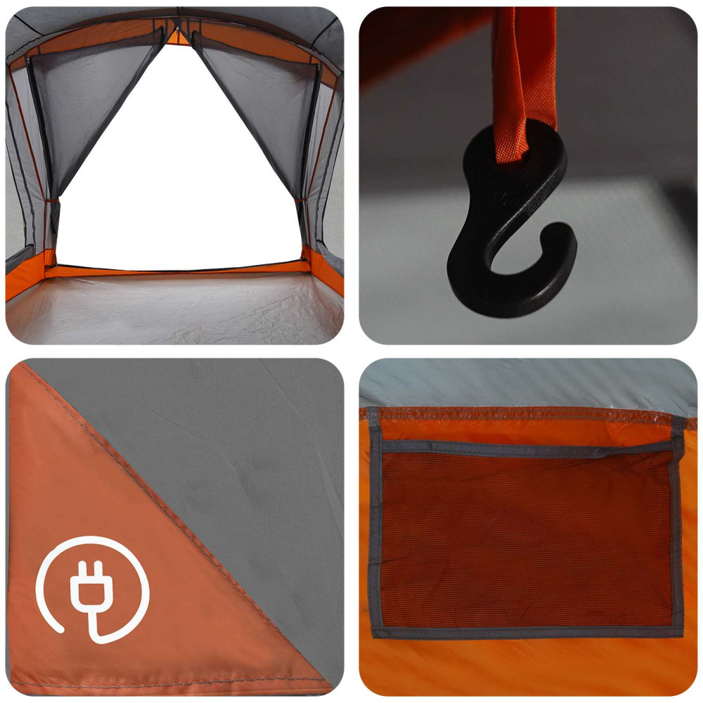 Produktbild för Familjetält Grå och orange 550 x 555 x 208 cm