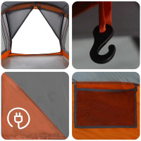 Produktbild för Familjetält Grå och orange 550 x 555 x 208 cm