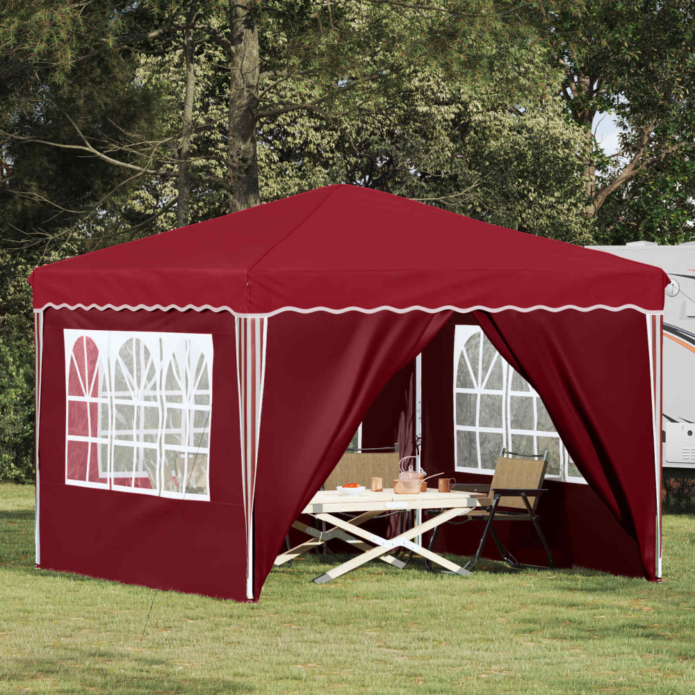Produktbild för Pop-up Partytält 288 x 288 x 245 cm Vinröd Oxford Tyg