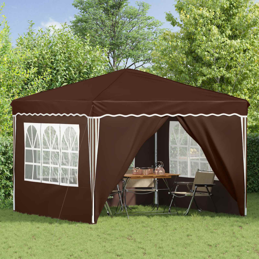 Produktbild för Pop-up Partytält 288 x 288 x 245 cm Brun Oxford Tyg
