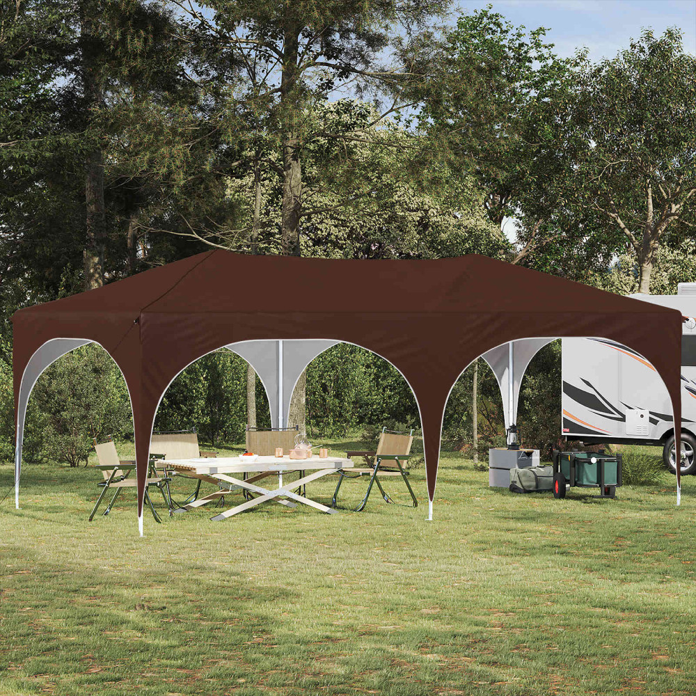 Produktbild för Pop-up Partytält 575 x 288 x 245 cm Brun Oxford Tyg