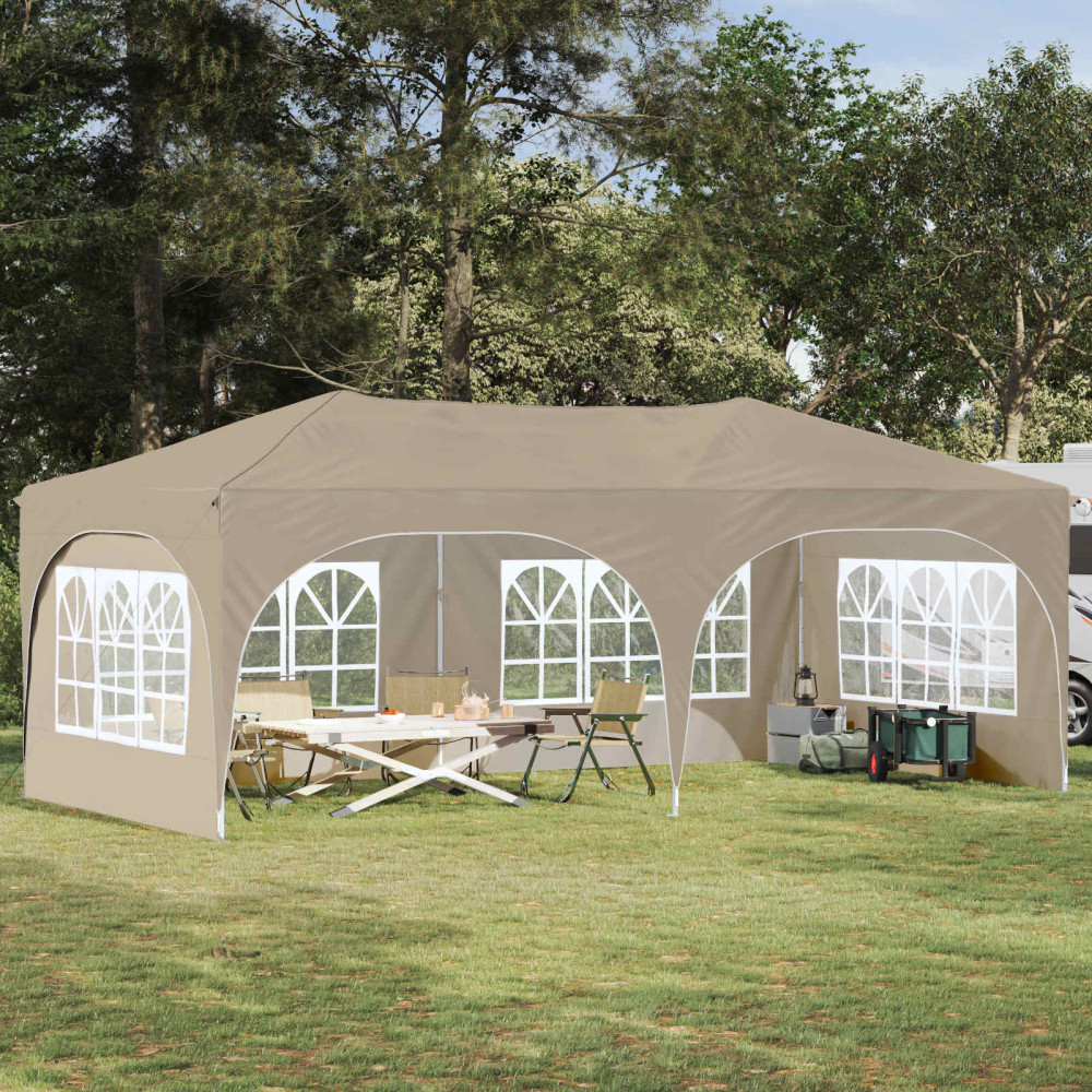 Produktbild för Pop-up Partytält 575 x 288 x 245 cm Gräddvit Oxford Tyg
