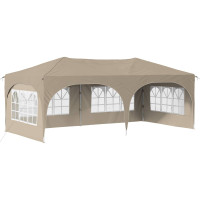 Produktbild för Pop-up Partytält 575 x 288 x 245 cm Gräddvit Oxford Tyg
