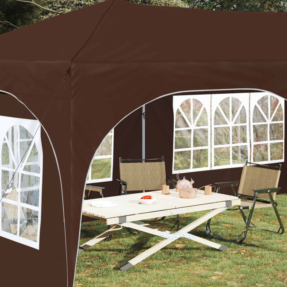 Produktbild för Pop-up Partytält 575 x 288 x 245 cm Brun Oxford Tyg