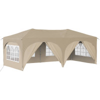 Produktbild för Pop-up Partytält 575 x 288 x 245 cm Gräddvit Oxford Tyg