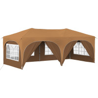 Produktbild för Pop-up Partytält 575 x 288 x 245 cm Beige Oxford Tyg