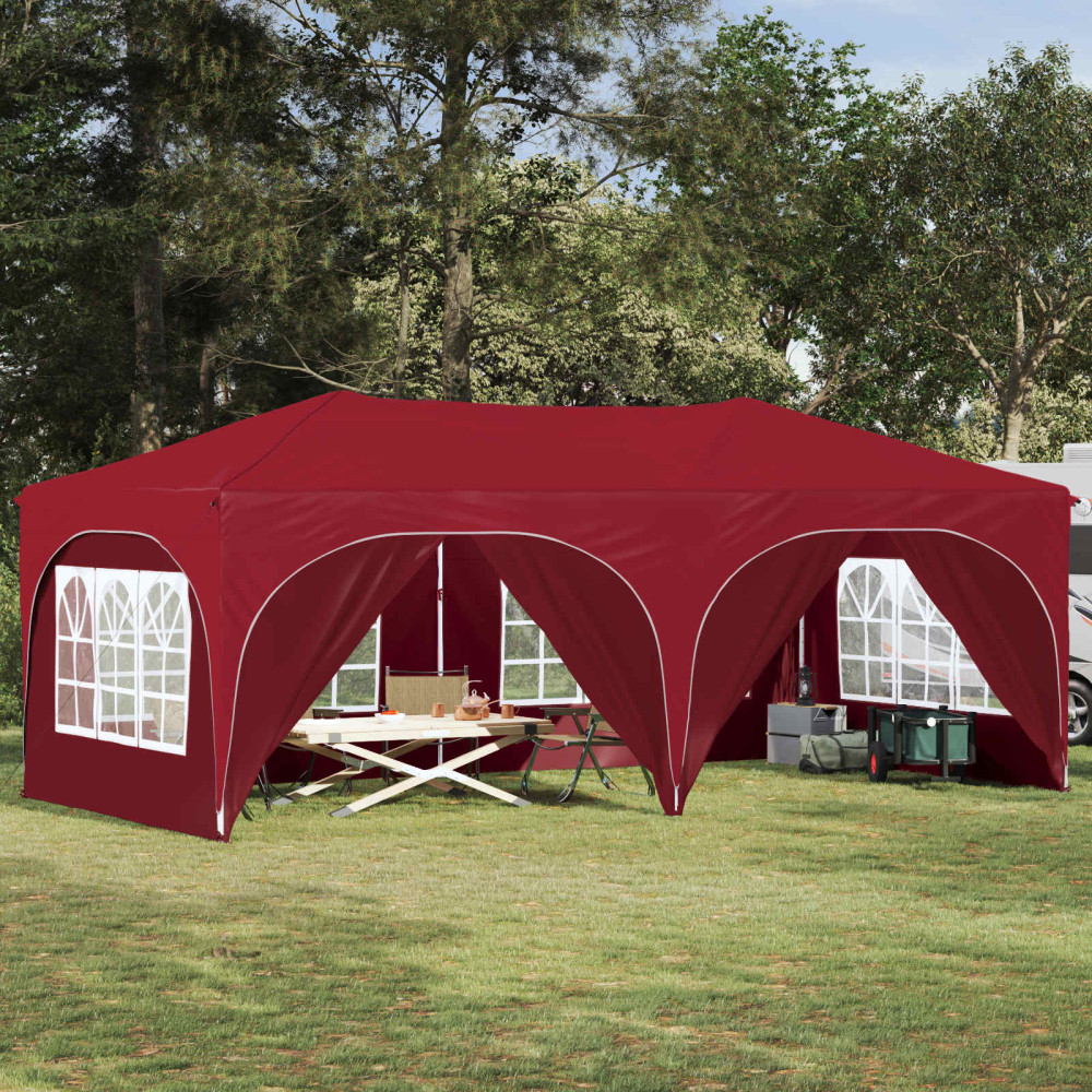 Produktbild för Pop-up Partytält 575 x 288 x 245 cm Vinröd Oxford Tyg