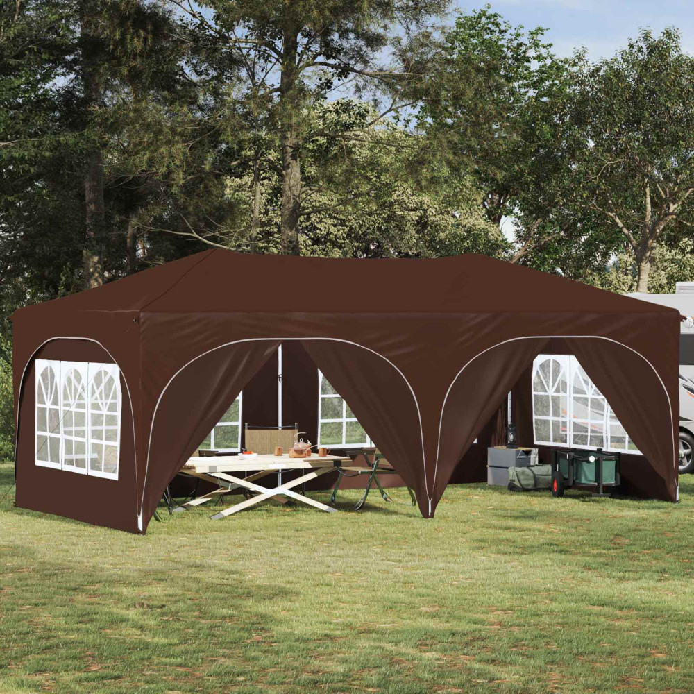 Produktbild för Pop-up Partytält 575 x 288 x 245 cm Brun Oxford Tyg