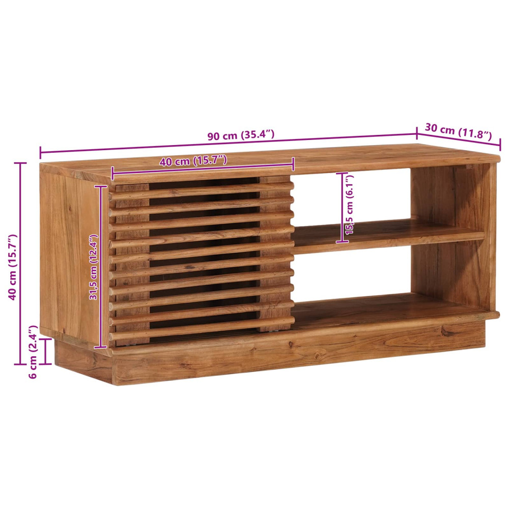 Produktbild för TV-skåp med lagring med dörr Naturfärg 90 x 30 x 40 cm