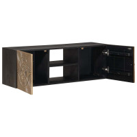 Produktbild för TV-skåp med hylla med lagring med dörr Mässing 105 x 30 x 35 cm