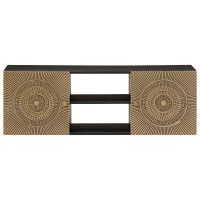 Produktbild för TV-skåp med hylla med lagring med dörr Mässing 105 x 30 x 35 cm
