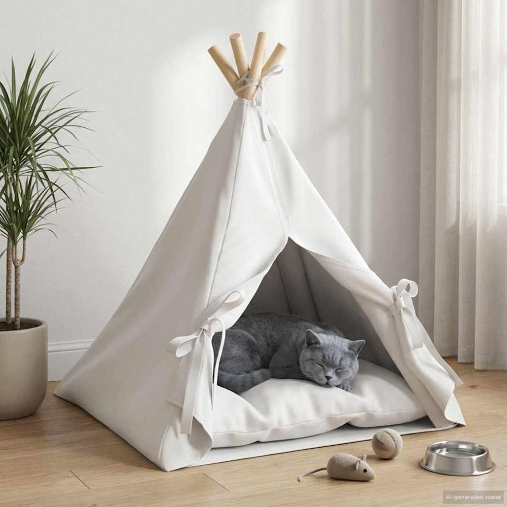 Produktbild för Husdjurs-tält med kudde Vit 50 x 50 x 60 cm Polyester