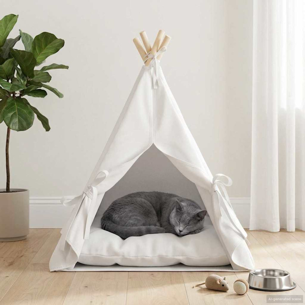 Produktbild för Husdjurs-tält med kudde Vit 50 x 50 x 60 cm Polyester