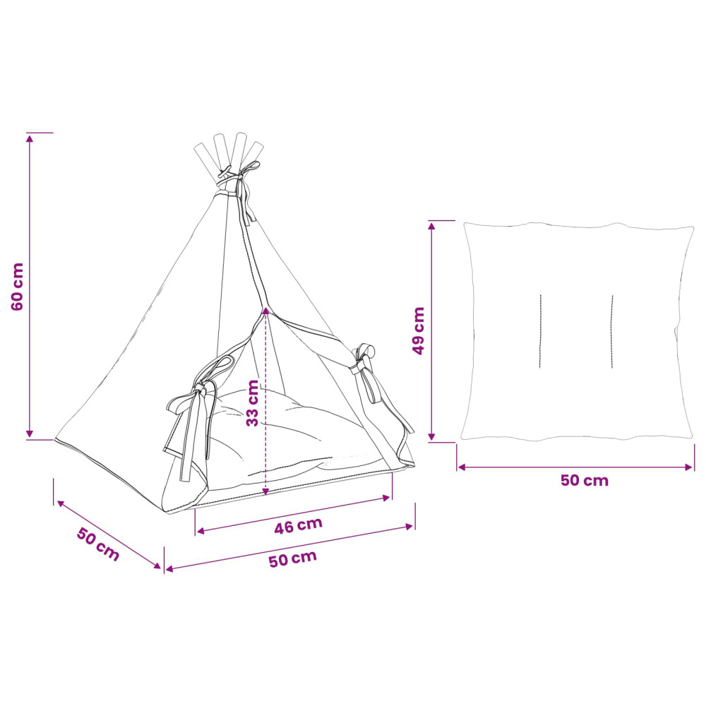 Produktbild för Husdjurs-tält med kudde Vit 50 x 50 x 60 cm Polyester