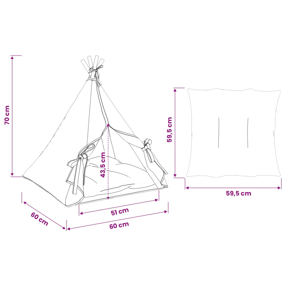 Produktbild för Husdjurs-tält med kudde Vit 60 x 60 x 70 cm Polyester